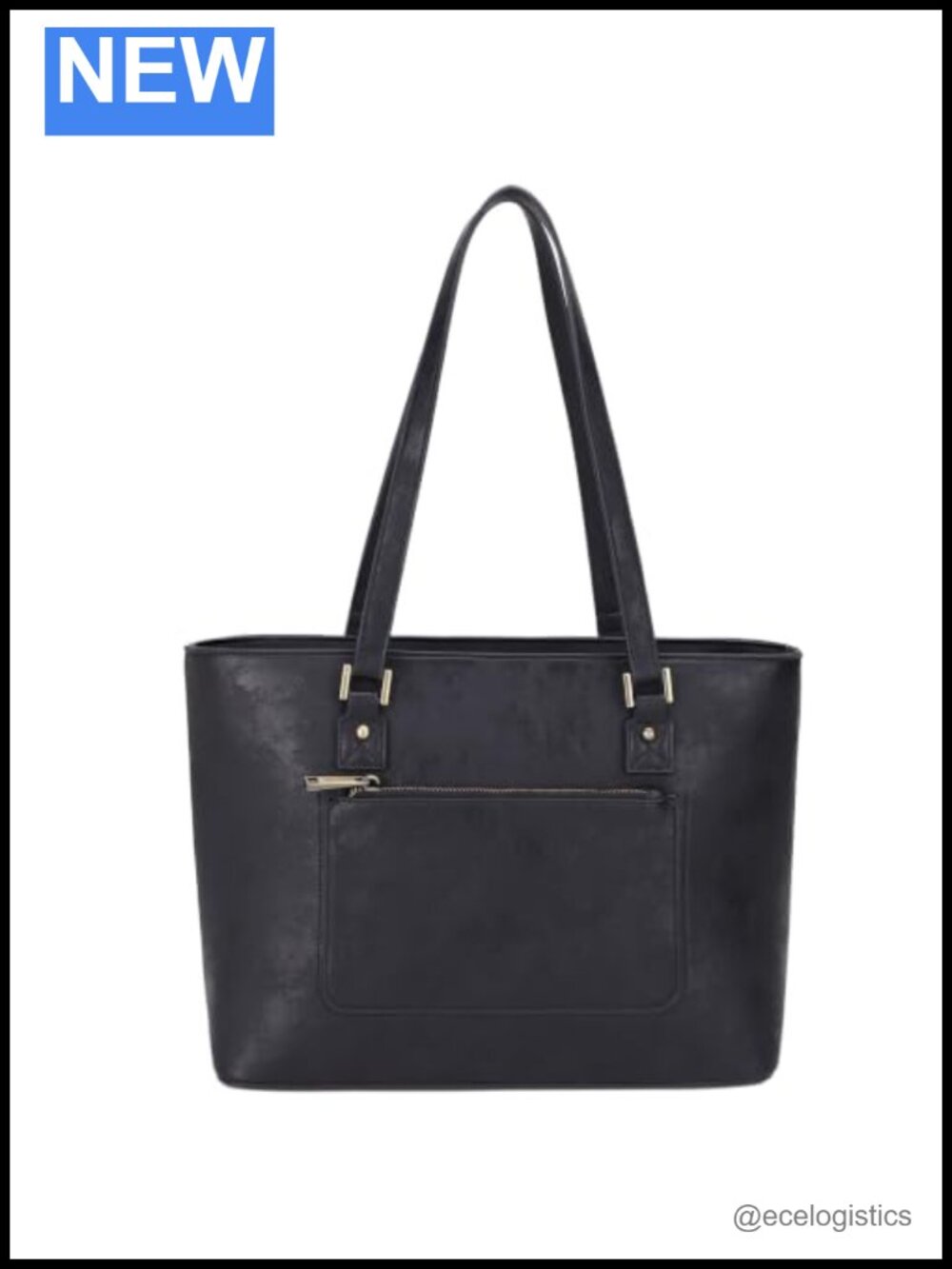 Vegan Leather Structured Tote Bag with Dual Lockable Zippers Large Capacity